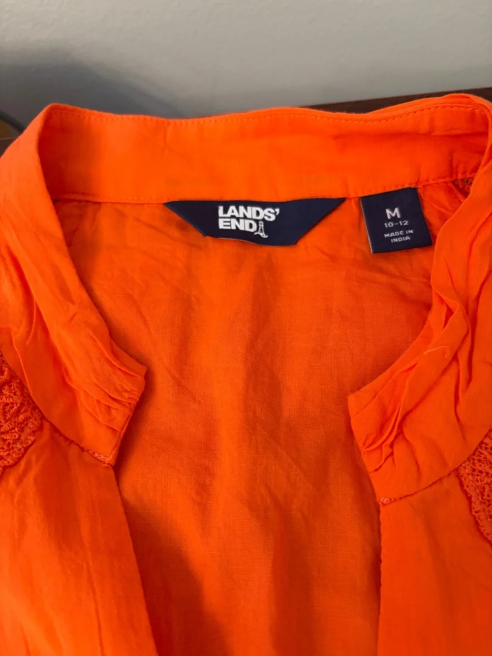 Land's End Orange Cotton Voile Halter Tiered Maxi Dress - Size M - Picture 11 of 12